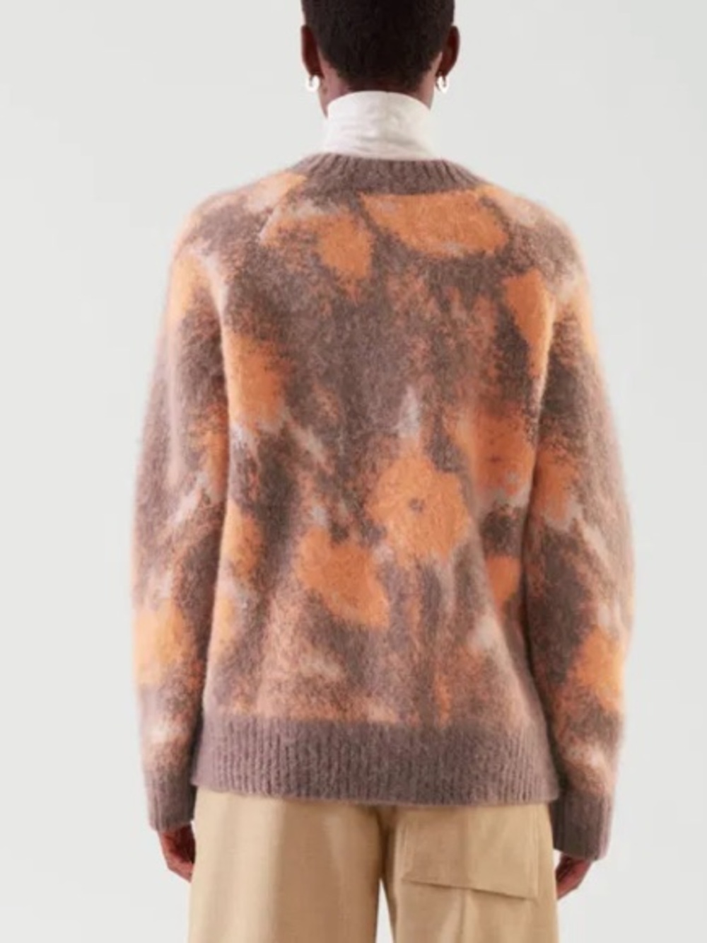 COS Abstract Floral Mohair-Blend Sweater Jumper Orange & Brown M - Picture 2 of 9